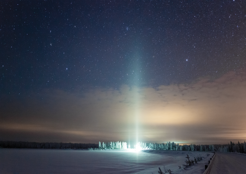 Ice pillar near Sodankylä, Finland