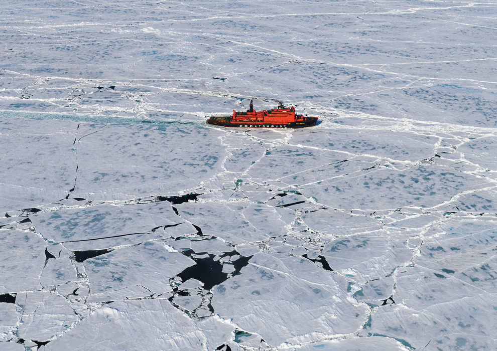 Russian 'icebreaker' ship, approaching the North Pole